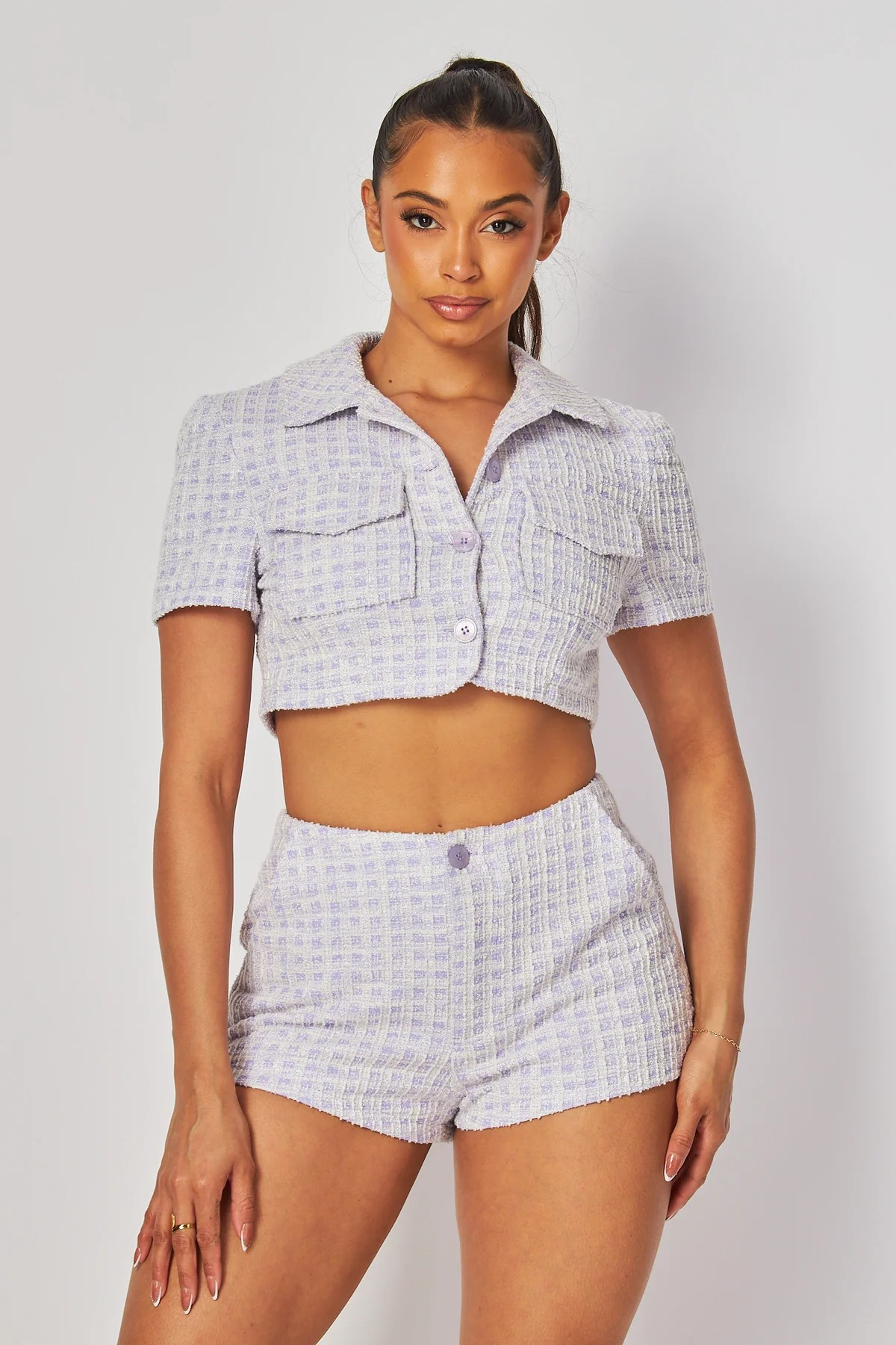 Call Me Maybe Crop Button Jacket & Shorts Set