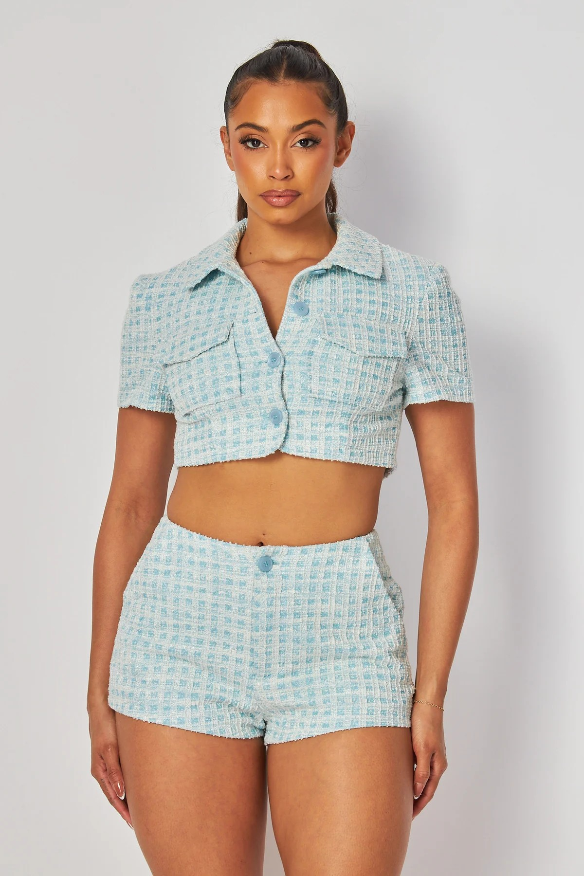 Call Me Maybe Crop Button Jacket & Shorts Set